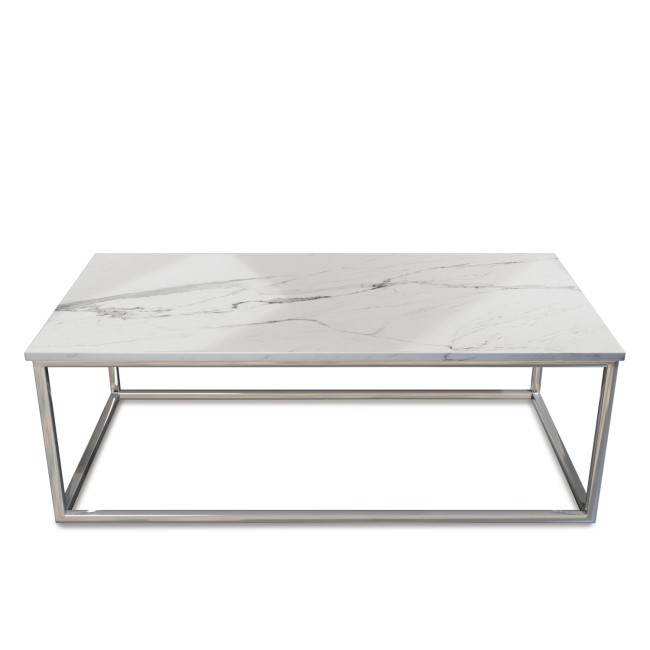 White Marble Effect Top Coffee Table - Demi