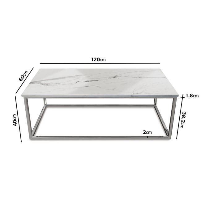 White Marble Effect Top Coffee Table - Demi