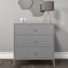GRADE A1 - Ezra Chevron Chest of Drawers in Pale Grey