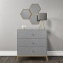 GRADE A1 - Ezra Chevron 3 Drawer Chest of Drawers in Pale Grey