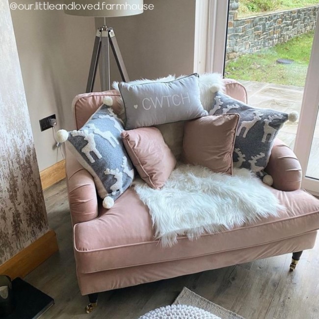 Velvet Loveseat in Blush Pink - Payton