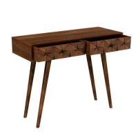 Narrow Dark Wood Console Table with 2 Drawers - Freya