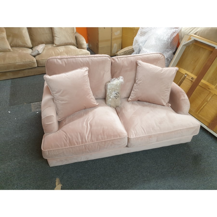GRADE A2 - Velvet 2 Seater Sofa in Blush Pink - Payton