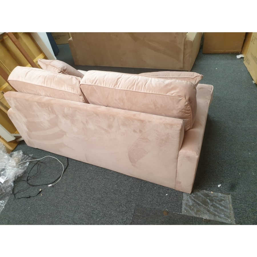 GRADE A2 - Velvet 2 Seater Sofa in Blush Pink - Payton
