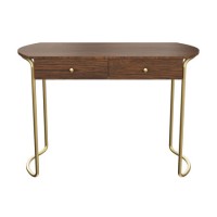GRADE A2 - Walnut Solid Wood Office Desk with Curved Legs - Piper