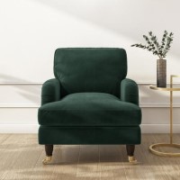 GRADE A2 - Dark Green Velvet Armchair - Payton