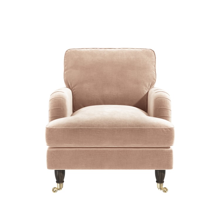 GRADE A1 - Velvet Armchair in Blush Pink - Payton