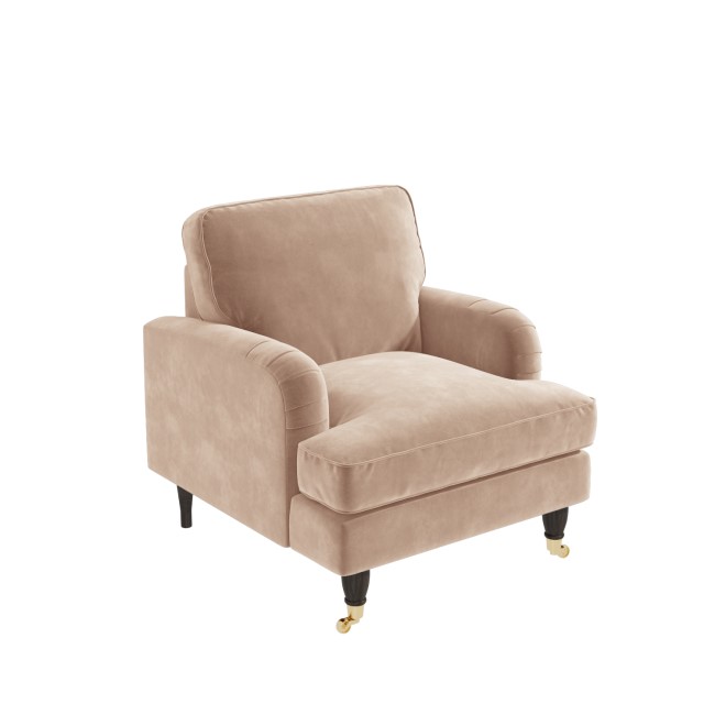 GRADE A1 - Velvet Armchair in Blush Pink - Payton