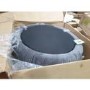 GRADE A3 - Dark Grey Round Velvet Ottoman Coffee Table - Clio