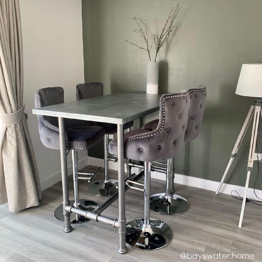 GRADE A1 - Dark Grey Velvet Bar Stool with Button Back & Swivel Base - Jade Boutique