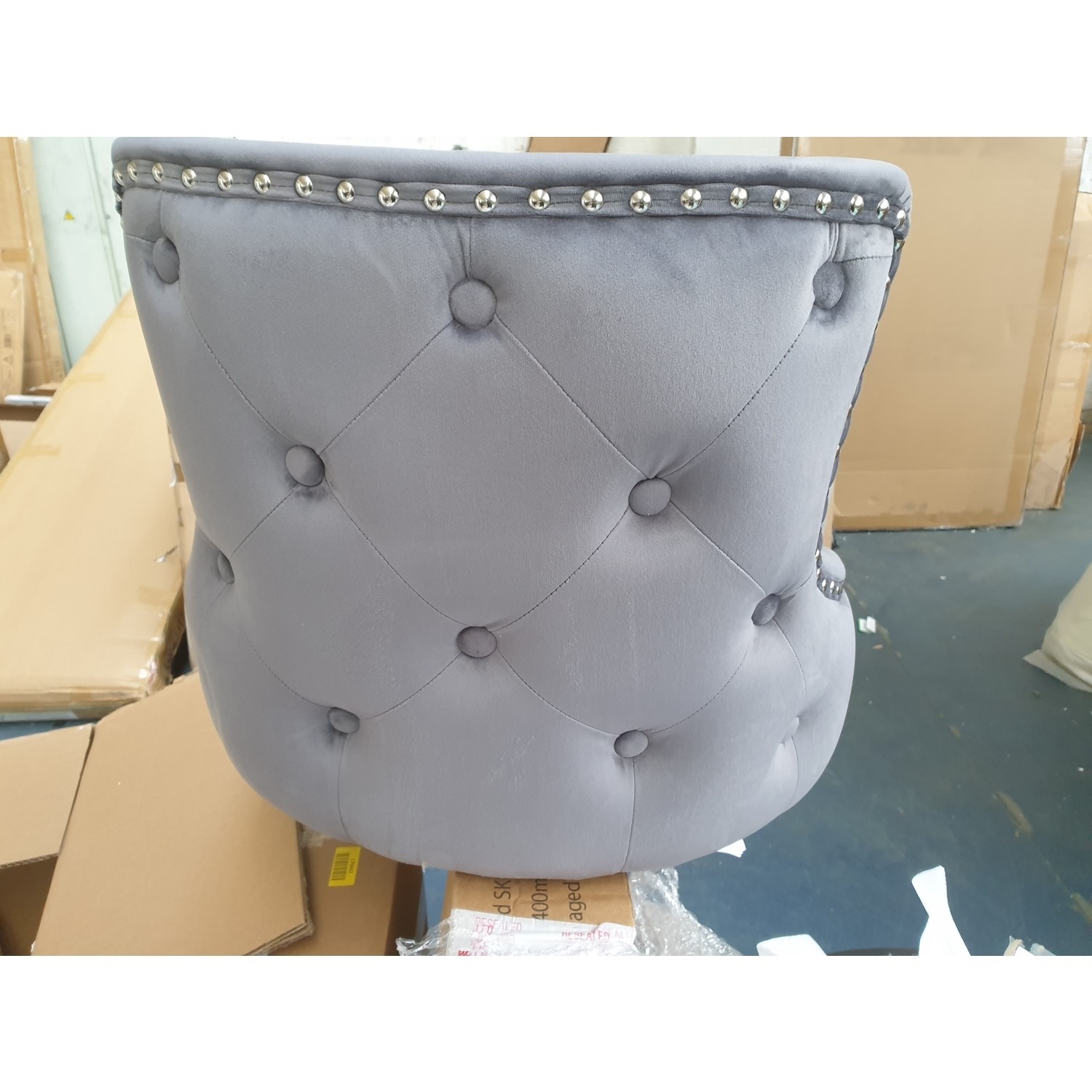 GRADE A2 Dark Grey Velvet Swivel Bar Stool Height Adjustable Jade