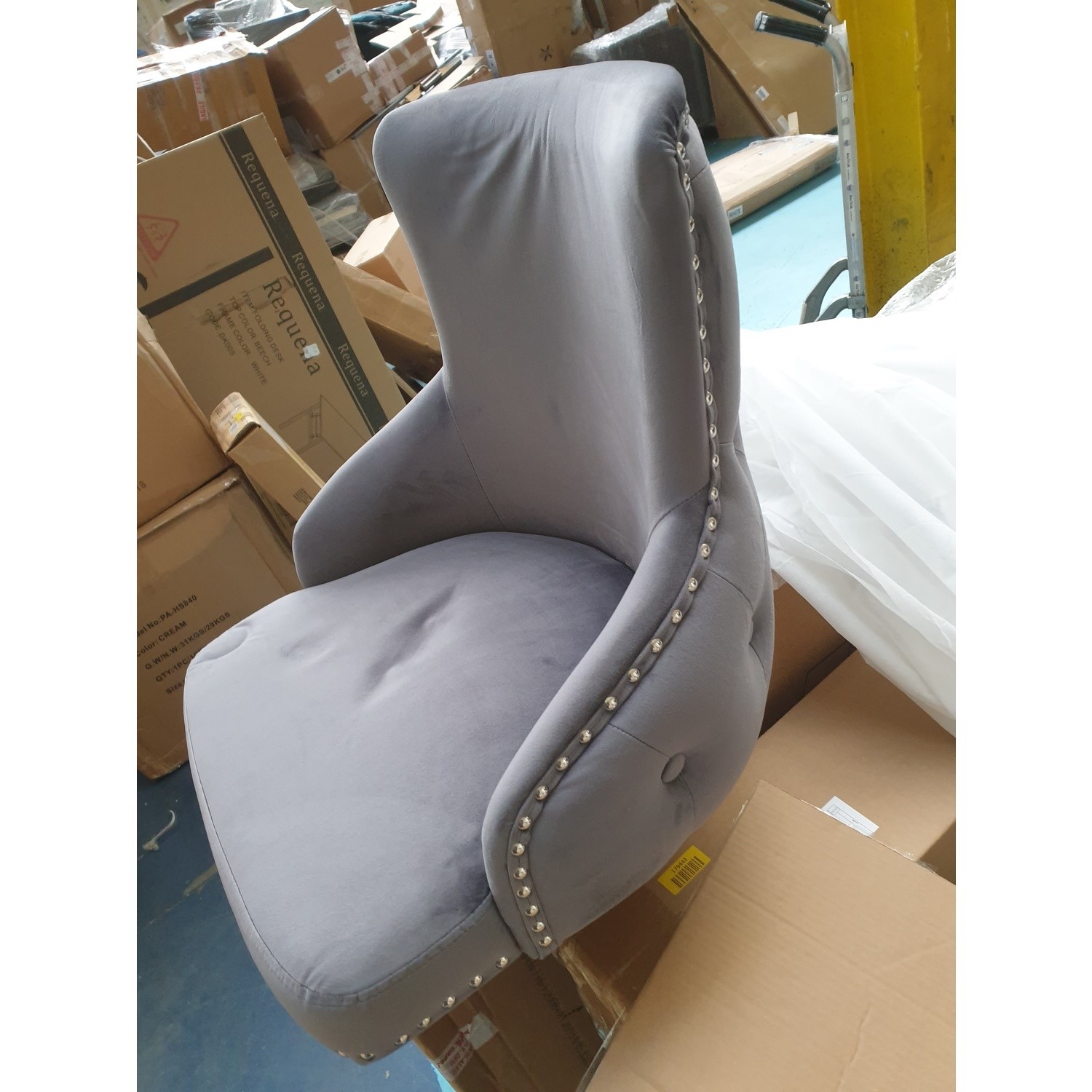 GRADE A2 Dark Grey Velvet Swivel Bar Stool Height Adjustable Jade