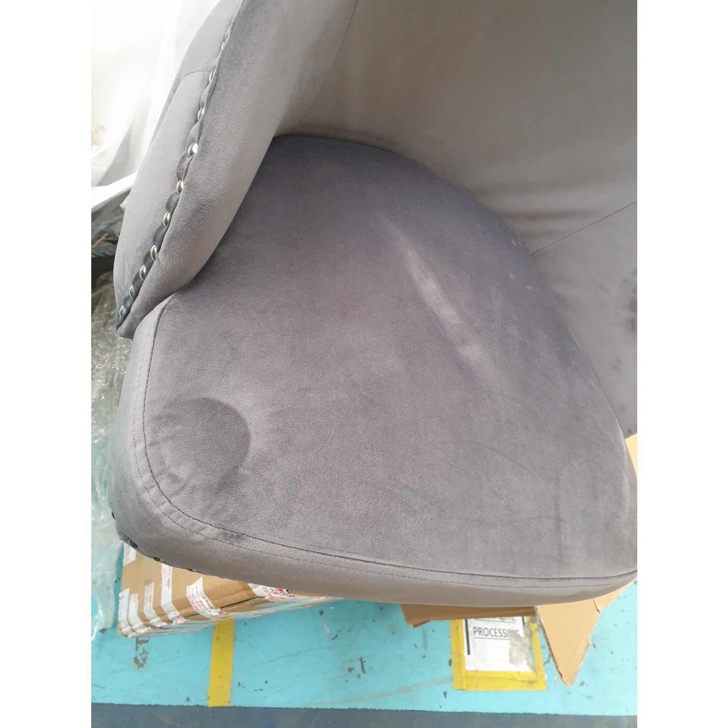 GRADE A2 Dark Grey Velvet Swivel Bar Stool Height Adjustable Jade