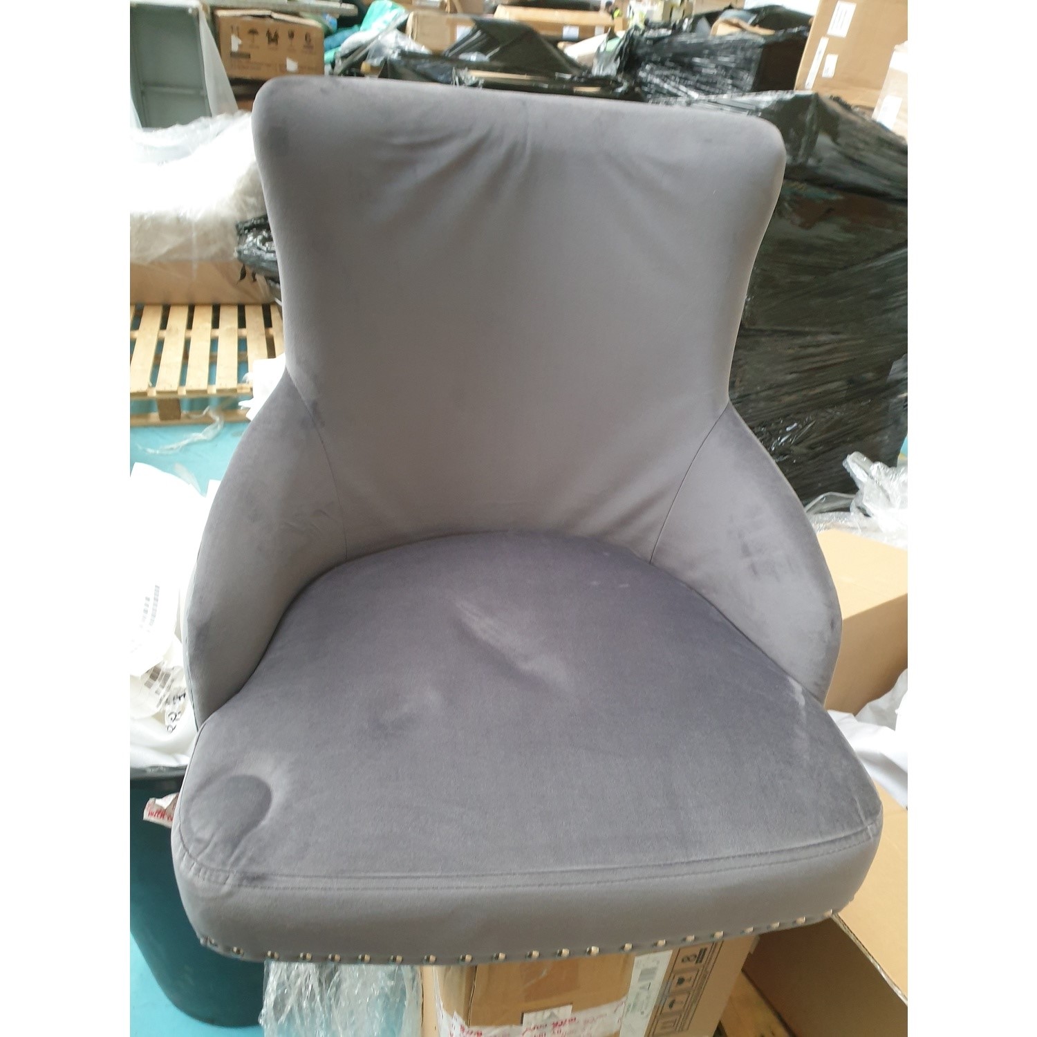 GRADE A2 Dark Grey Velvet Swivel Bar Stool Height Adjustable Jade