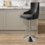GRADE A2 - Dark Grey Velvet Bar Stool with Button Back & Swivel Base - Jade Boutique