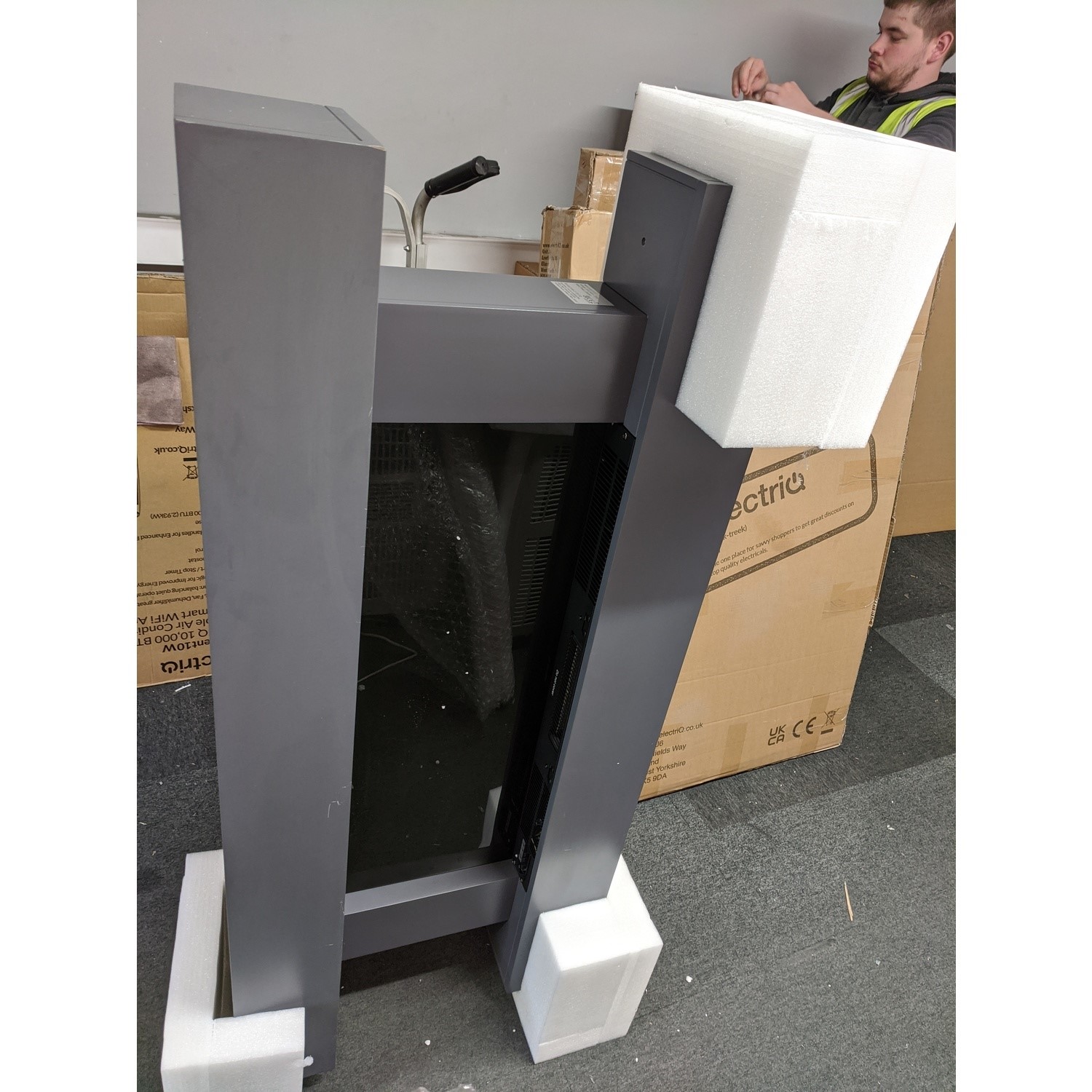 GRADE A3 Grey Wall Mounted Electric Fireplace Suite with LED Lights