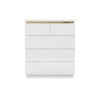 White High Gloss Chest of 5 Drawers with Metallic Trim - Isabella