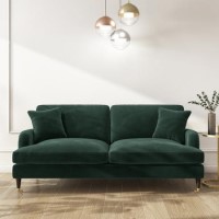 GRADE A2 - Dark Green Velvet 3 Seater Sofa - Payton