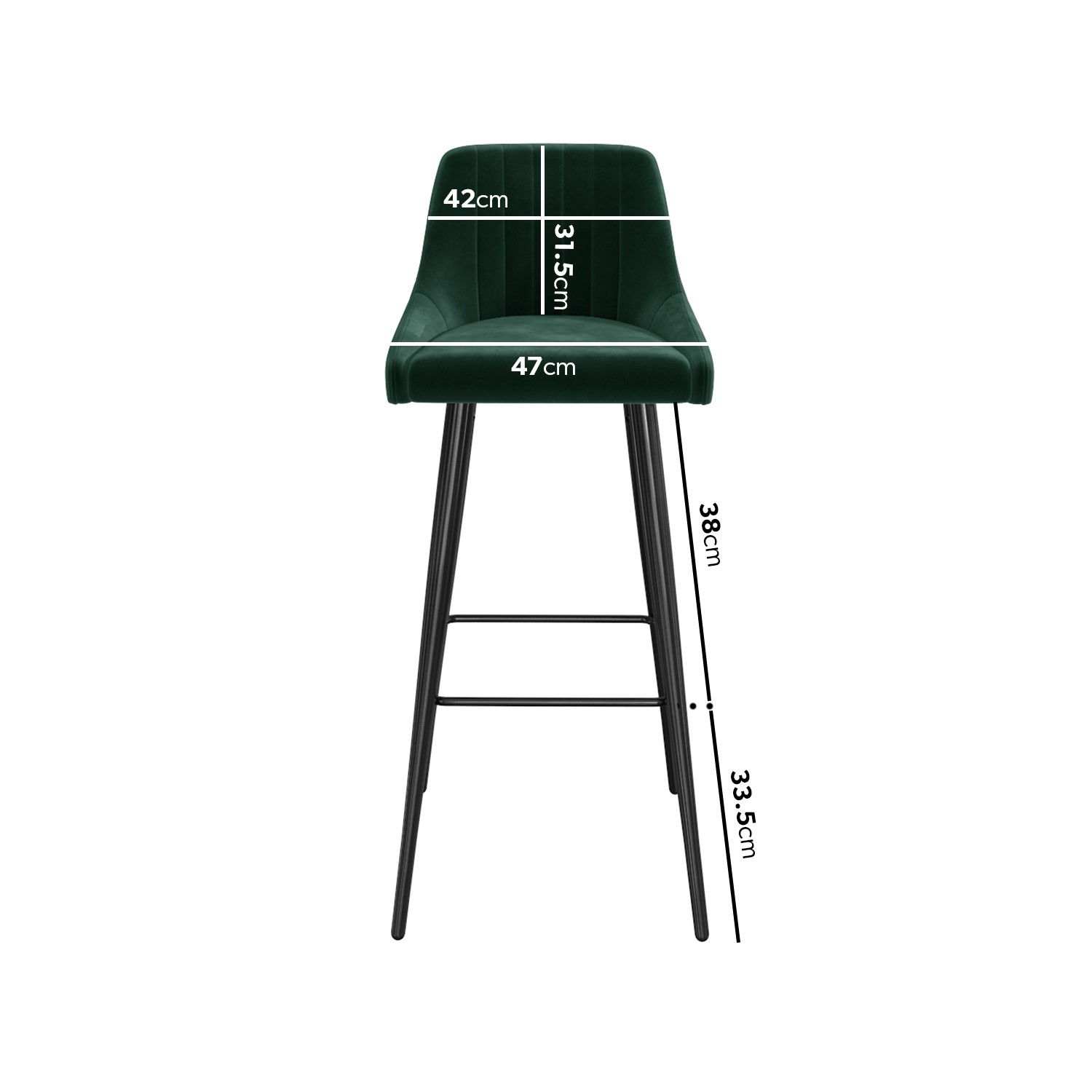 Dark Green Velvet Bar Stool with Back 77cm Macie Furniture123
