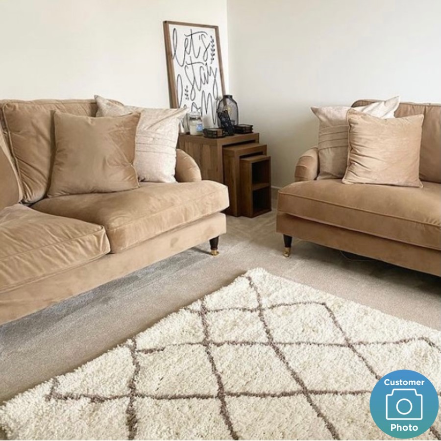 GRADE A2 - Payton Beige Velvet 2 Seater Sofa