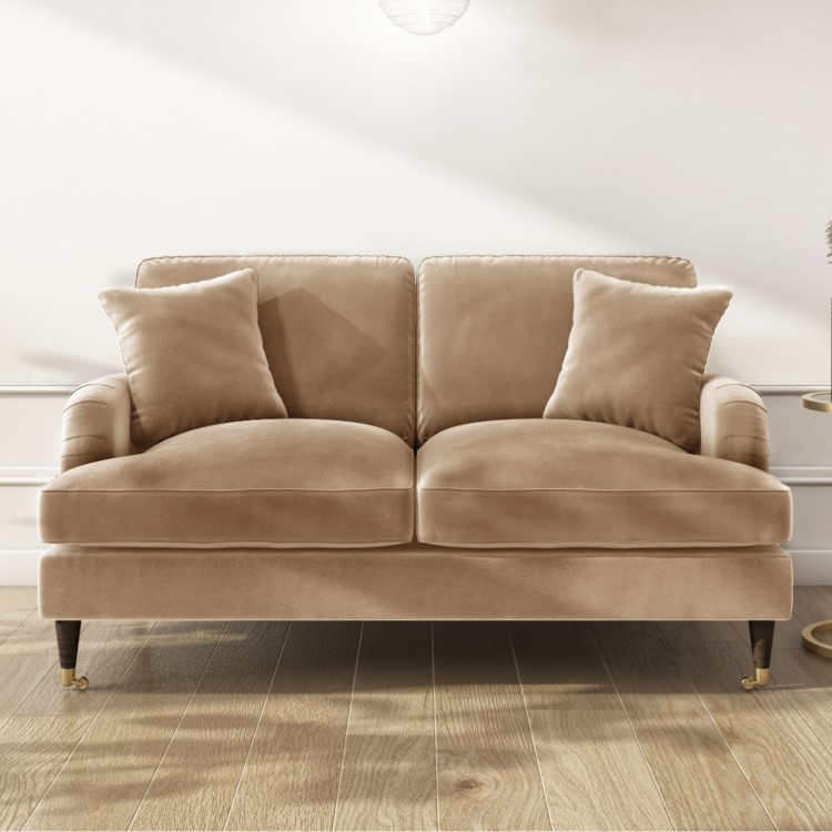 Beige Velvet 2 Seater Sofa - Payton