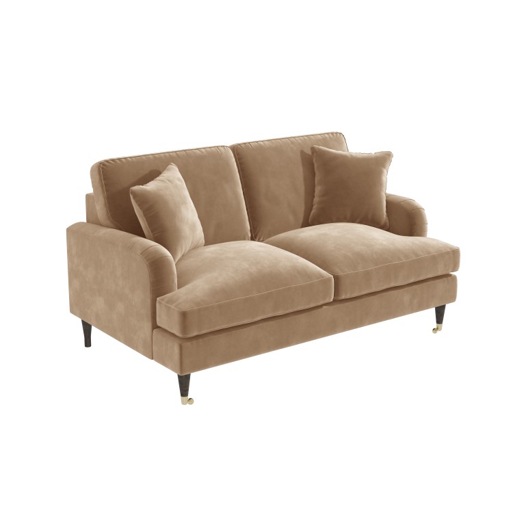 Beige Velvet 2 Seater Sofa - Payton