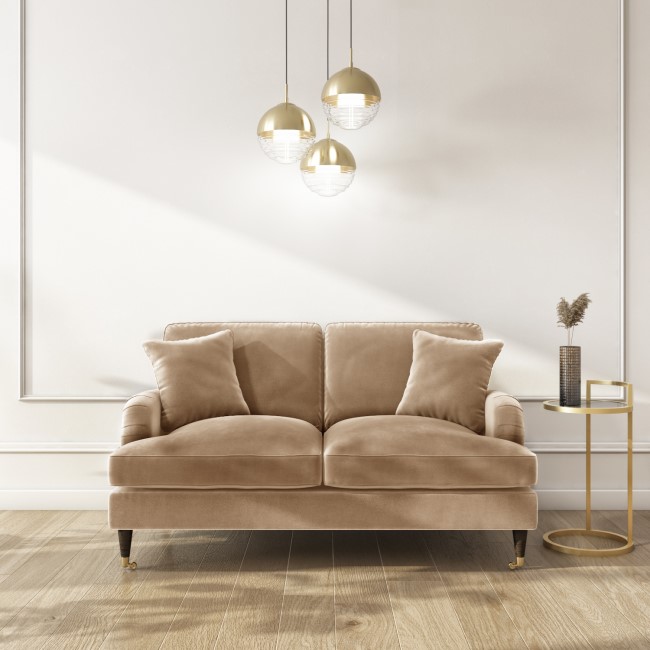 Beige Velvet 2 Seater Sofa - Payton