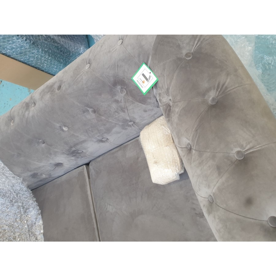 GRADE A2 - Chesterfield Sofa in Grey Velvet - Seats 2 - Bronte