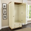 Cream Painted Pine Double Wardrobe with 2 Drawers - Hamilton