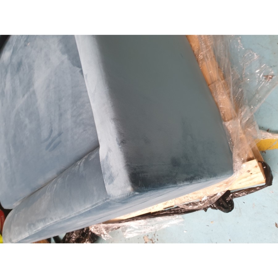 GRADE A2 - Teal Blue L Shaped Sofa Bed in Velvet  - Right Hand Facing - Sutton