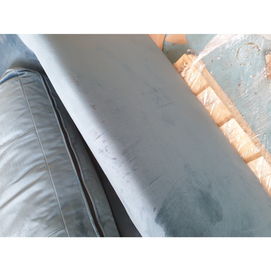 GRADE A2 - Teal Blue L Shaped Sofa Bed in Velvet  - Right Hand Facing - Sutton