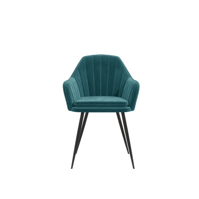 Set of 2 Teal Velvet Armchair Dining Chairs - Logan