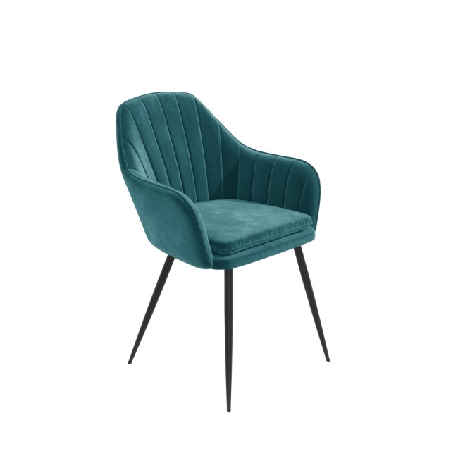 Set of 2 Teal Velvet Armchair Dining Chairs - Logan