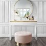 GRADE A1 - Isabella White Gloss 2 Drawer Dressing Table with Gold Trim