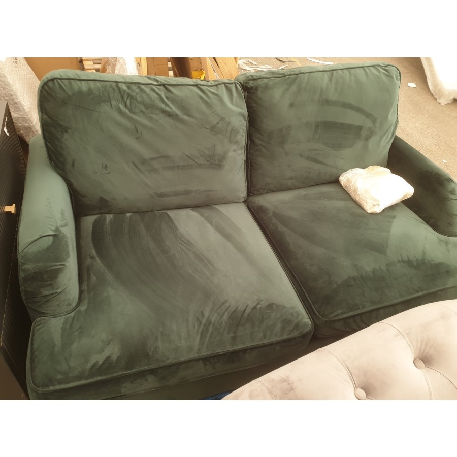 GRADE A2 - Dark Green Velvet 2 Seater Pull Out Sofa Bed - Payton