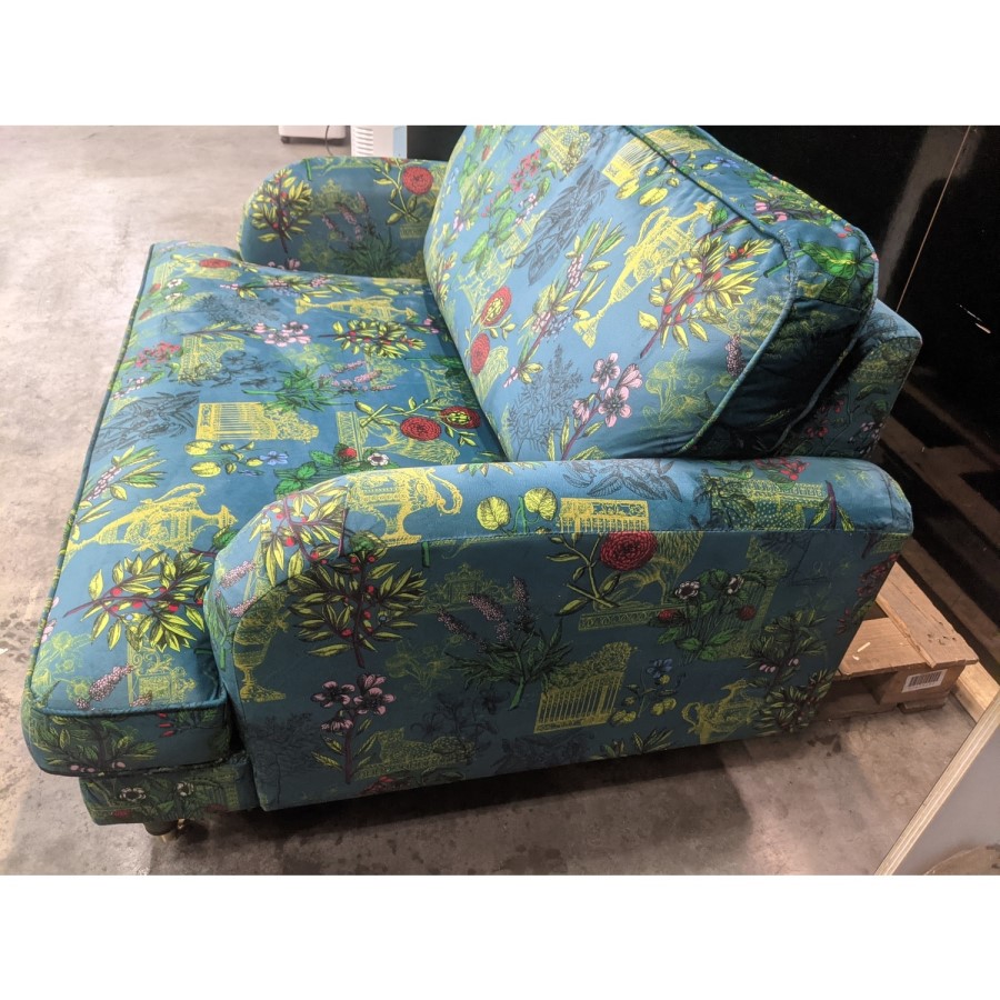 GRADE A3 - Floral Loveseat Armchair in Teal - Payton