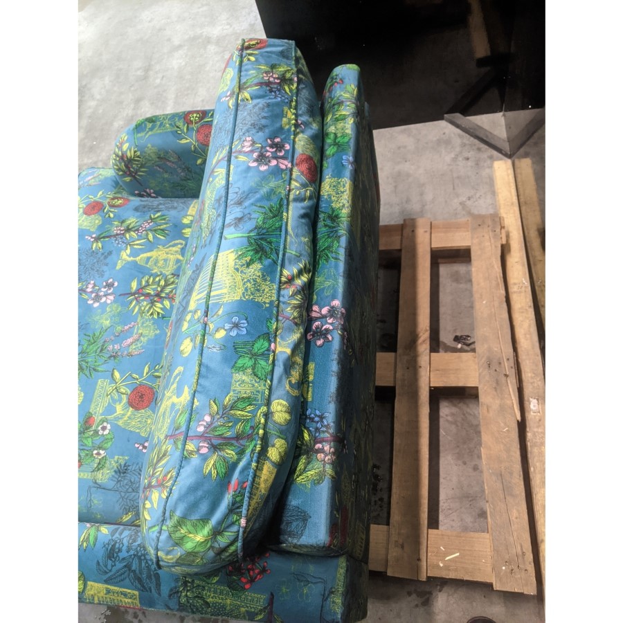 GRADE A3 - Floral Loveseat Armchair in Teal - Payton