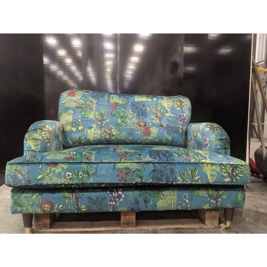 GRADE A3 - Floral Loveseat Armchair in Teal - Payton