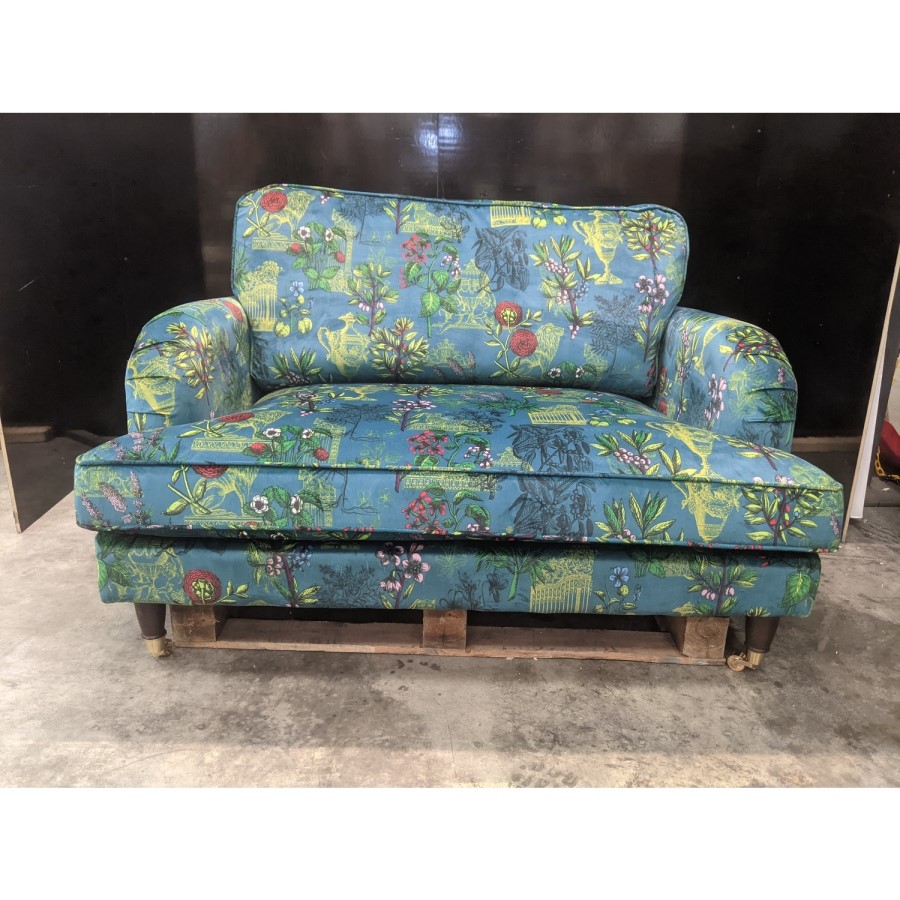 GRADE A3 - Floral Loveseat Armchair in Teal - Payton