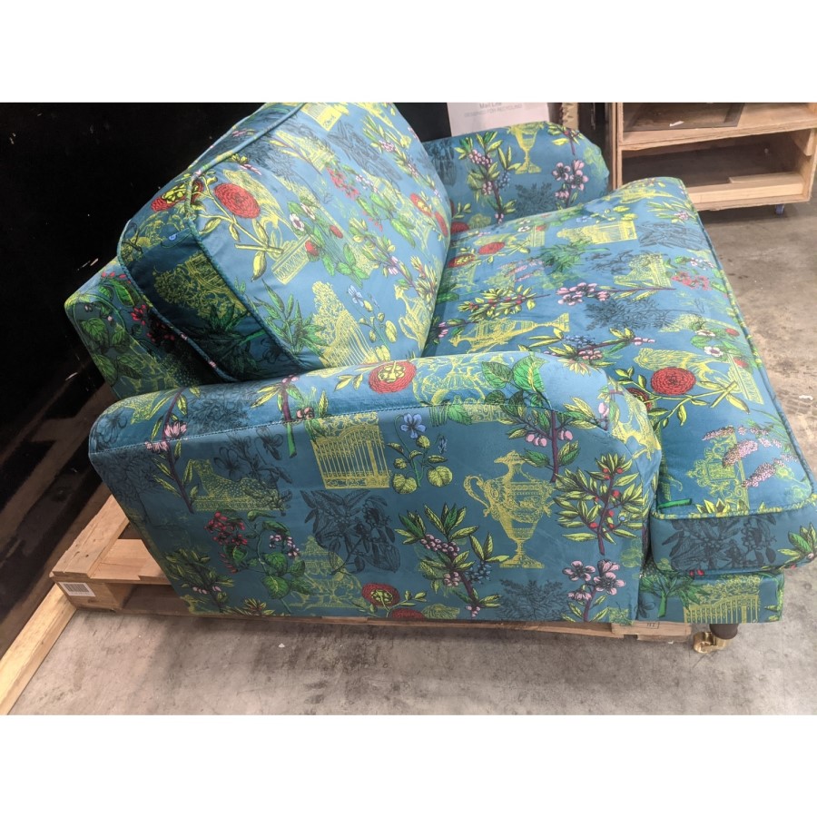 GRADE A3 - Floral Loveseat Armchair in Teal - Payton