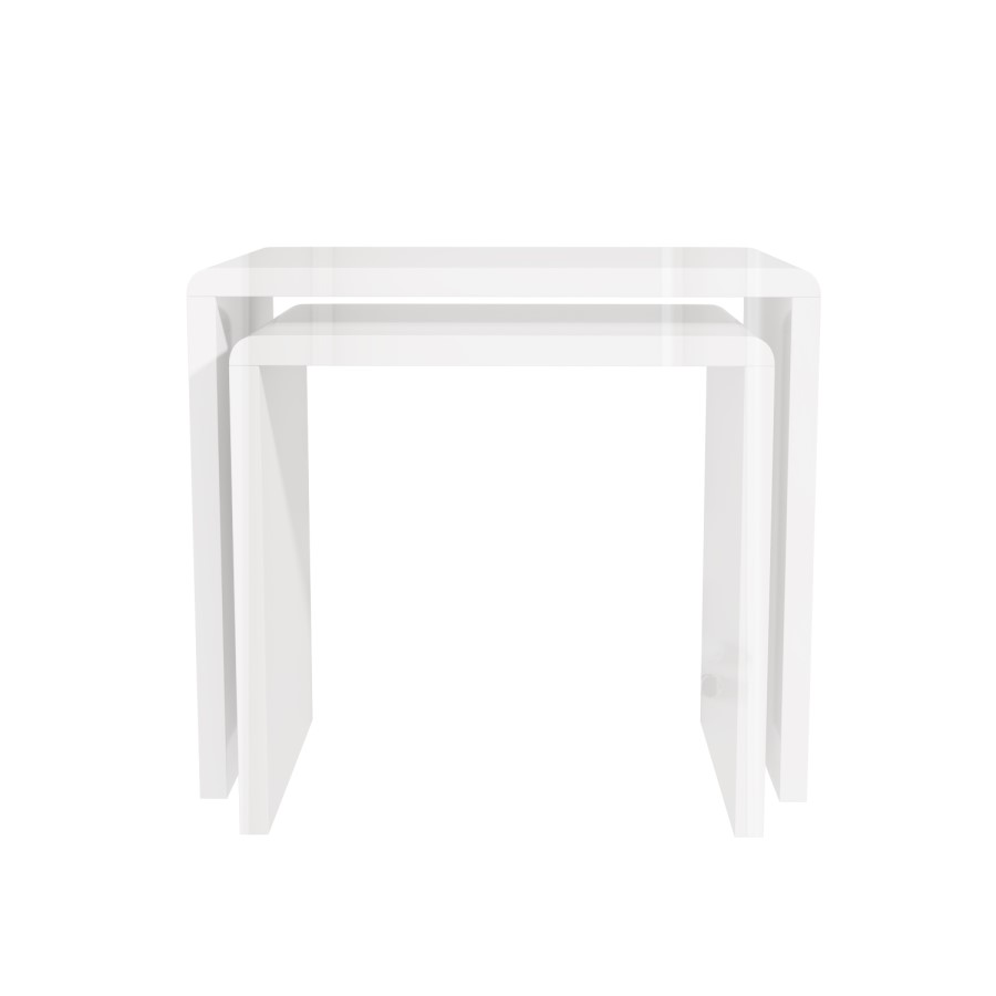 Set of 2 Nest of Tables in White High Gloss - Tiffany