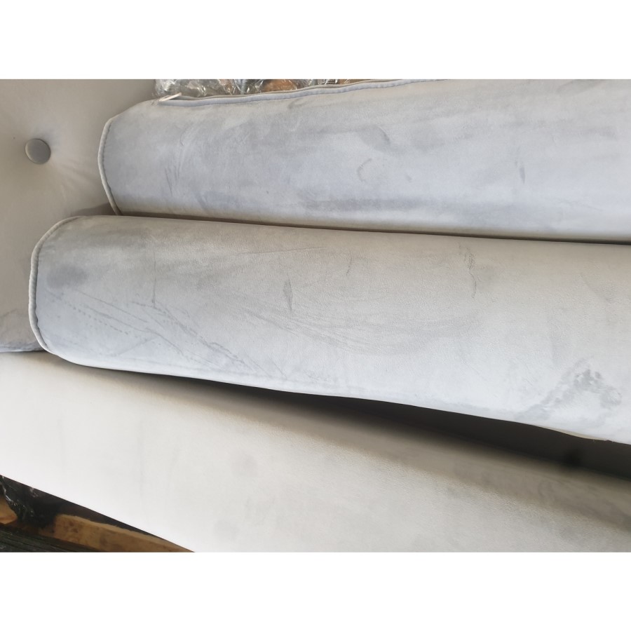 GRADE A2 - Small Grey Velvet 3 Seater L Shaped Sofa - Right Hand Facing - Idris