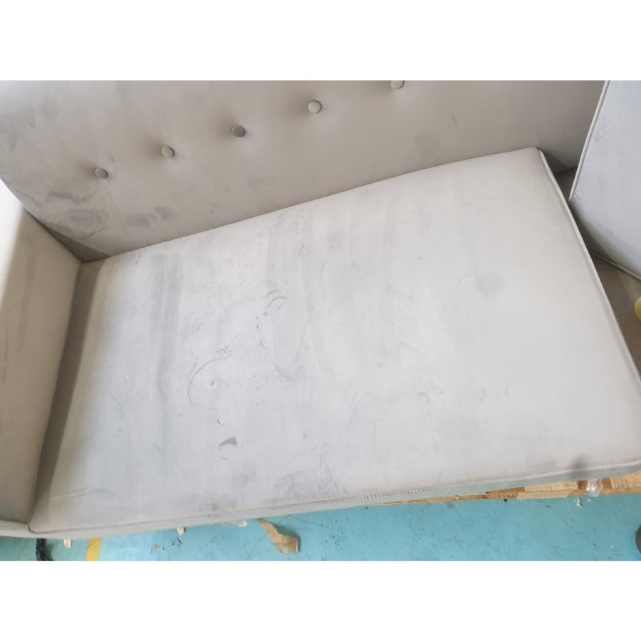 GRADE A2 - Small Grey Velvet 3 Seater L Shaped Sofa - Right Hand Facing - Idris