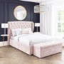 GRADE A2 - Safina Pink Velvet King Size Ottoman Bed with Winged Headboard