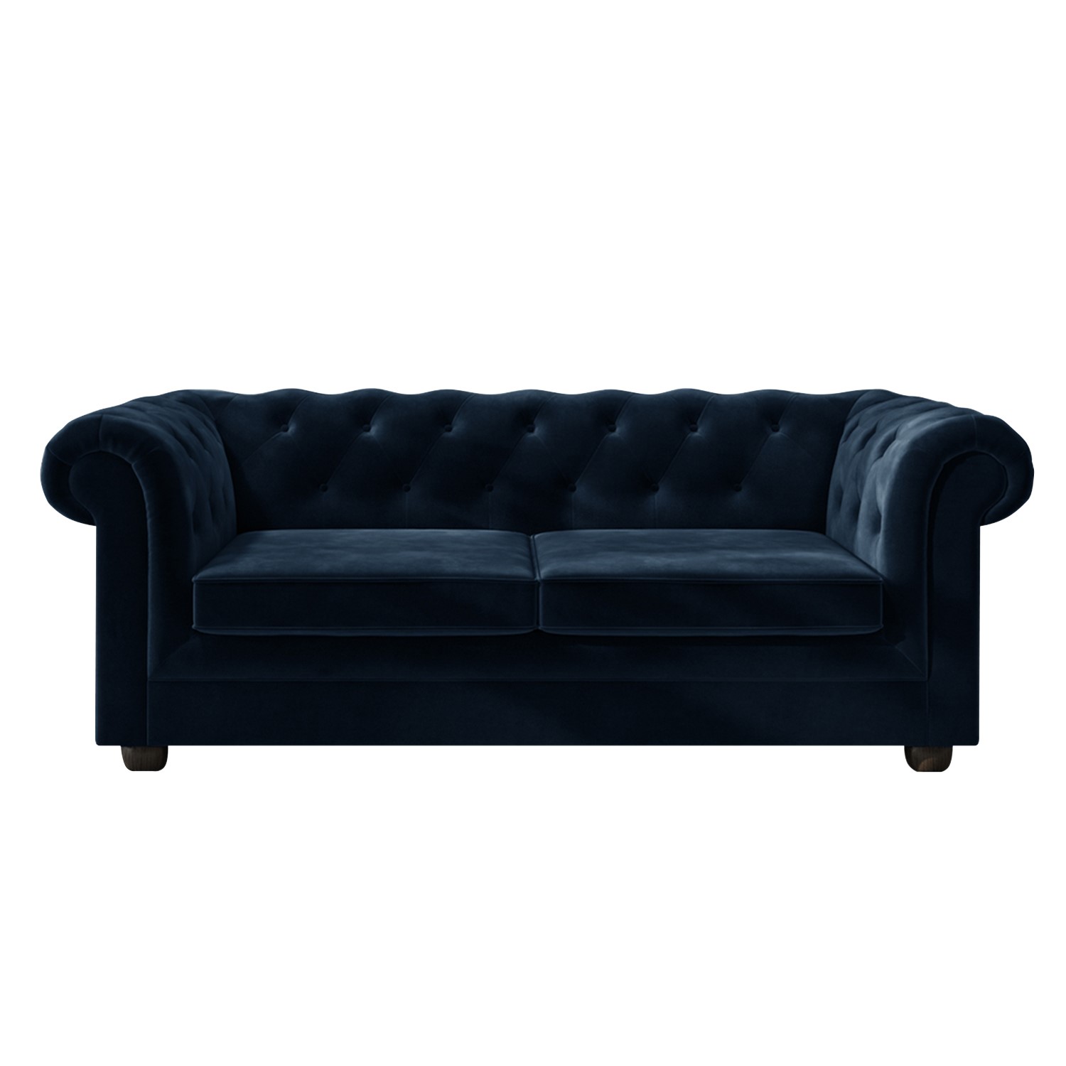 3 Seater Pull Out Chesterfield Sofa Bed in Navy Blue Velvet Bronte