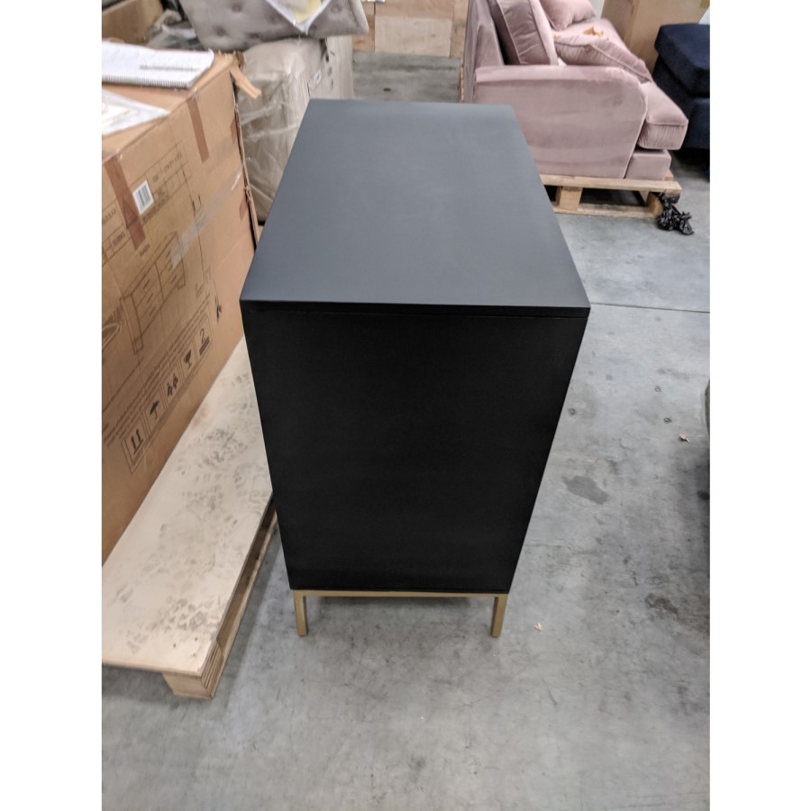 GRADE A2 - Dark Grey Art Deco Chest of 3 Drawers with Legs - Maya