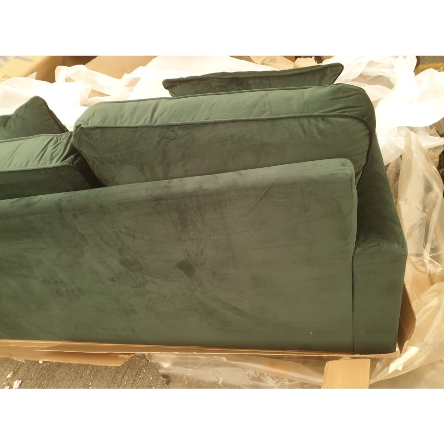 GRADE A2 - Dark Green Velvet 2 Seater Sofa - Payton