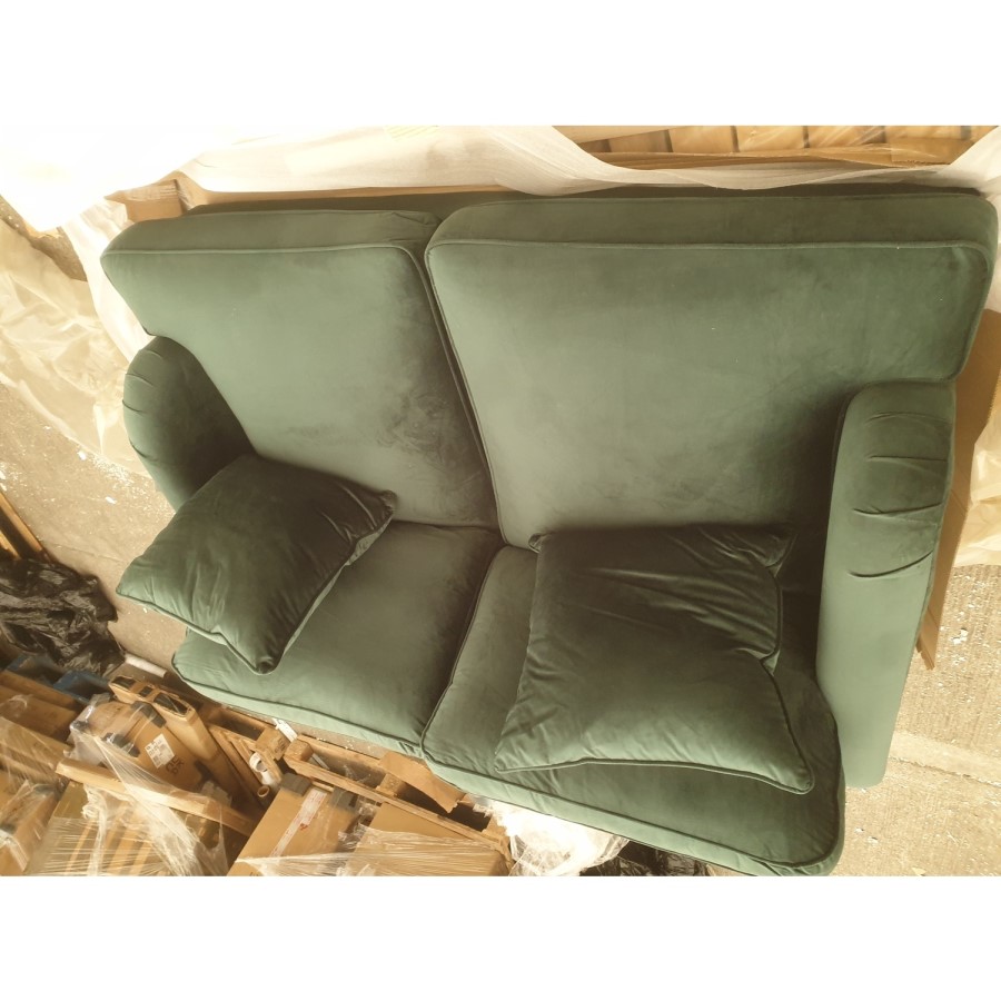 GRADE A2 - Dark Green Velvet 2 Seater Sofa - Payton