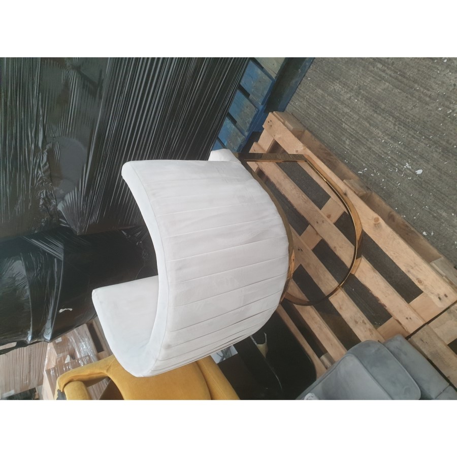 GRADE A2 - Off White Velvet Dressing Table Chair with Pleated Detail - Zelena