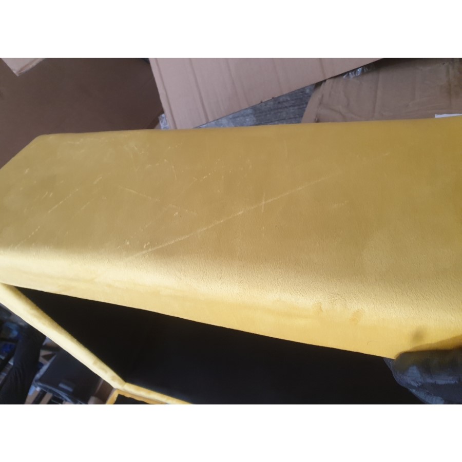 GRADE A2 - Cushioned Ottoman End-of-Bed Storage Bench Upholstered in Yellow Velvet - Safina